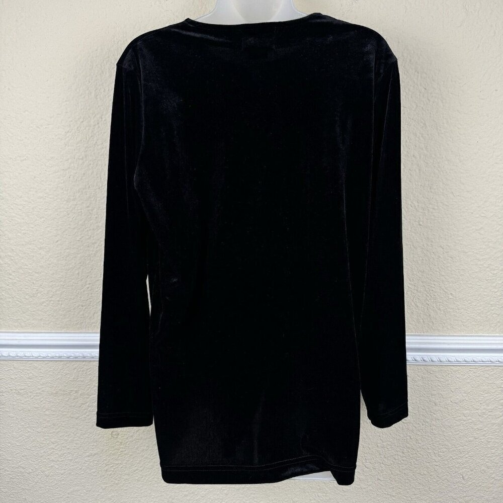 Vintage Leslie Fay Small Sophisticate Black Velvet Women's Top Blouse Fairy Goth - Picture 5 of 9